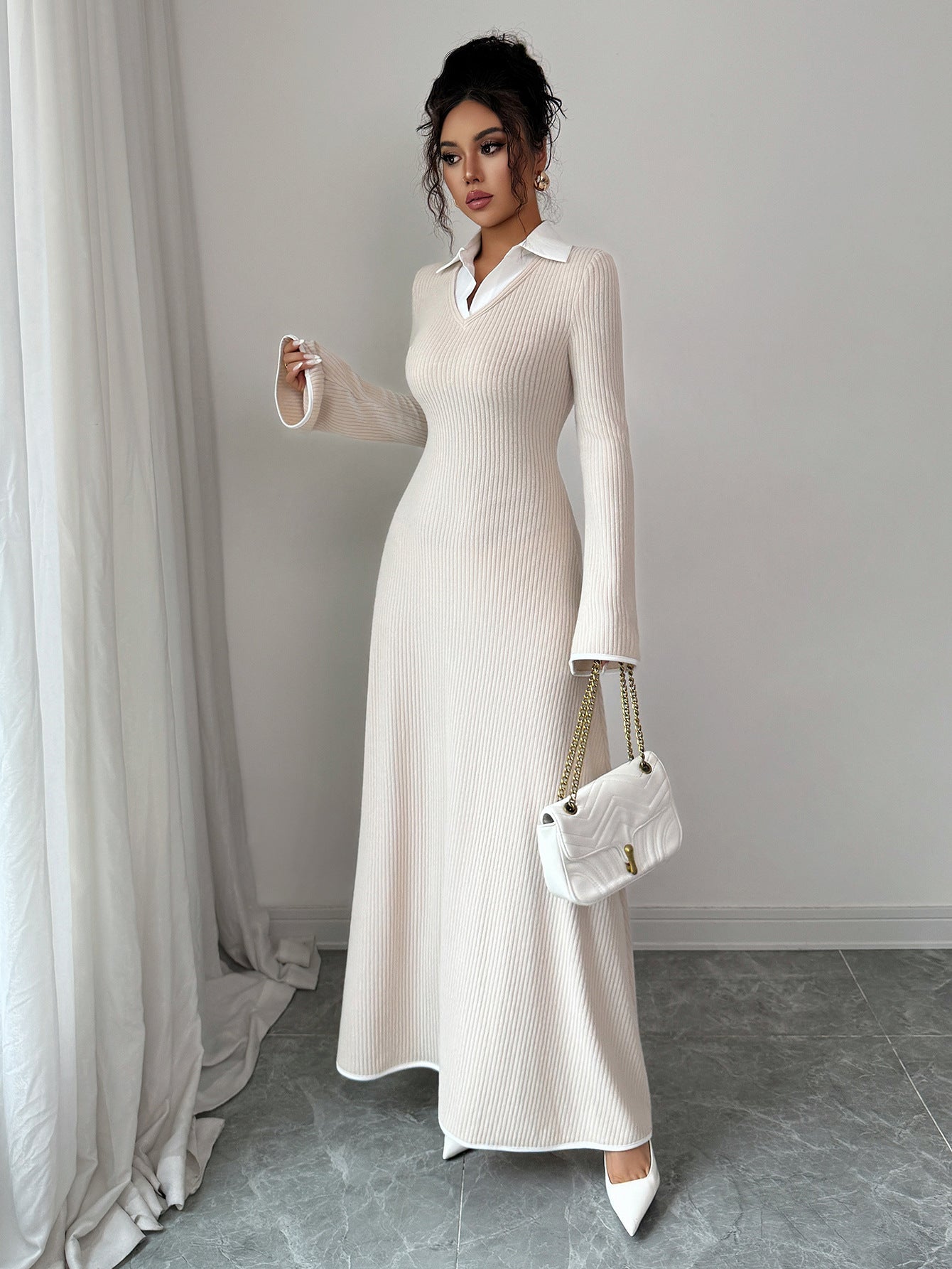 Robe Clara – Chic Simple à Manches Longues