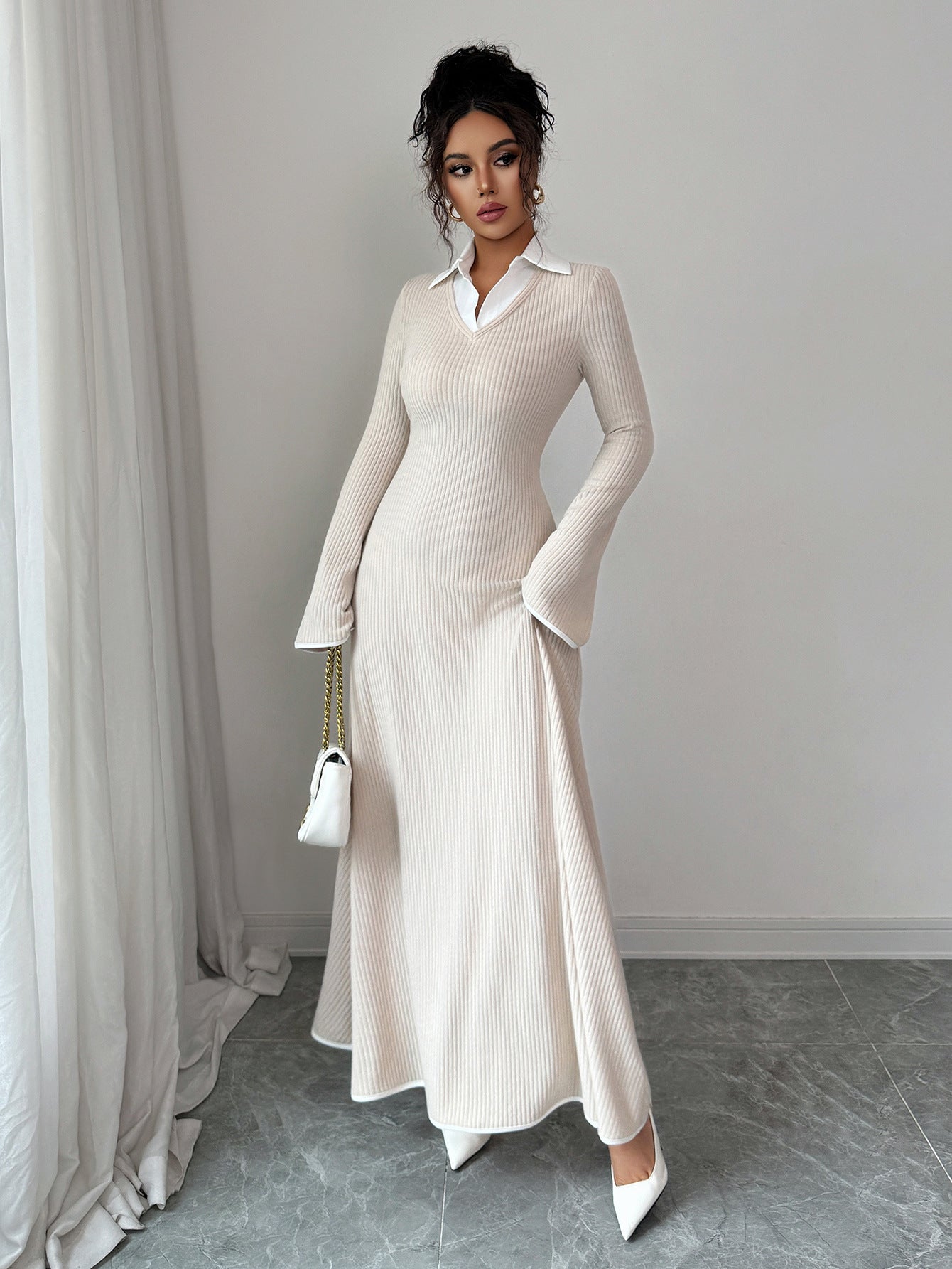 Robe Clara – Chic Simple à Manches Longues