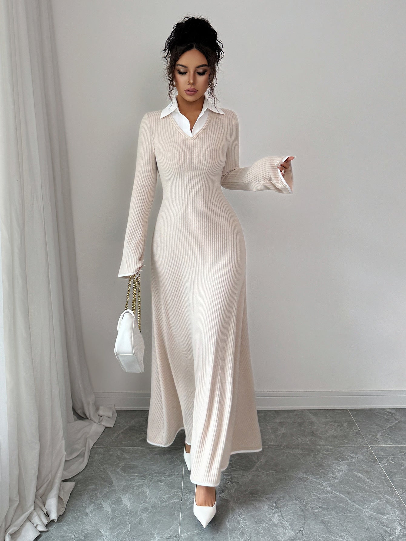 Robe Clara – Chic Simple à Manches Longues