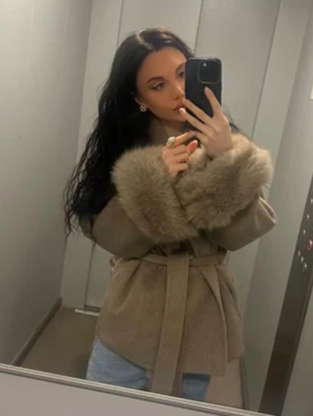 Veste Charléne en laine et fourrure