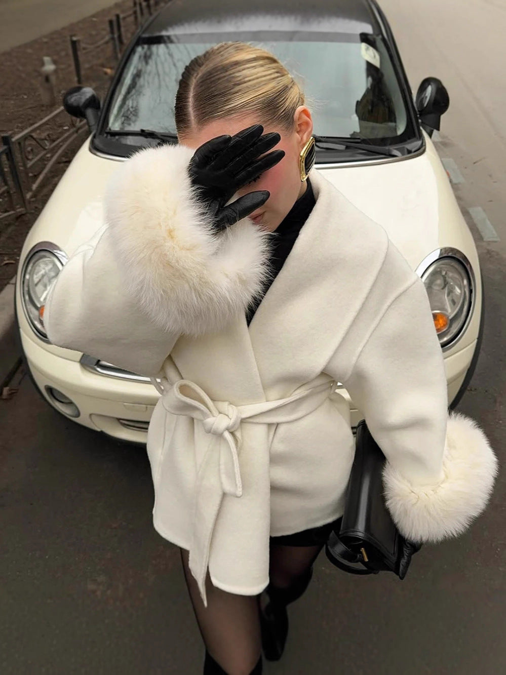 Veste Charléne en laine et fourrure