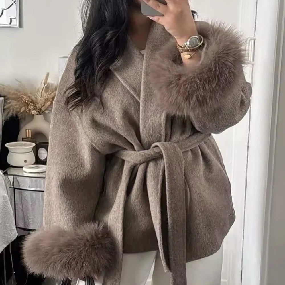 Veste Charléne en laine et fourrure