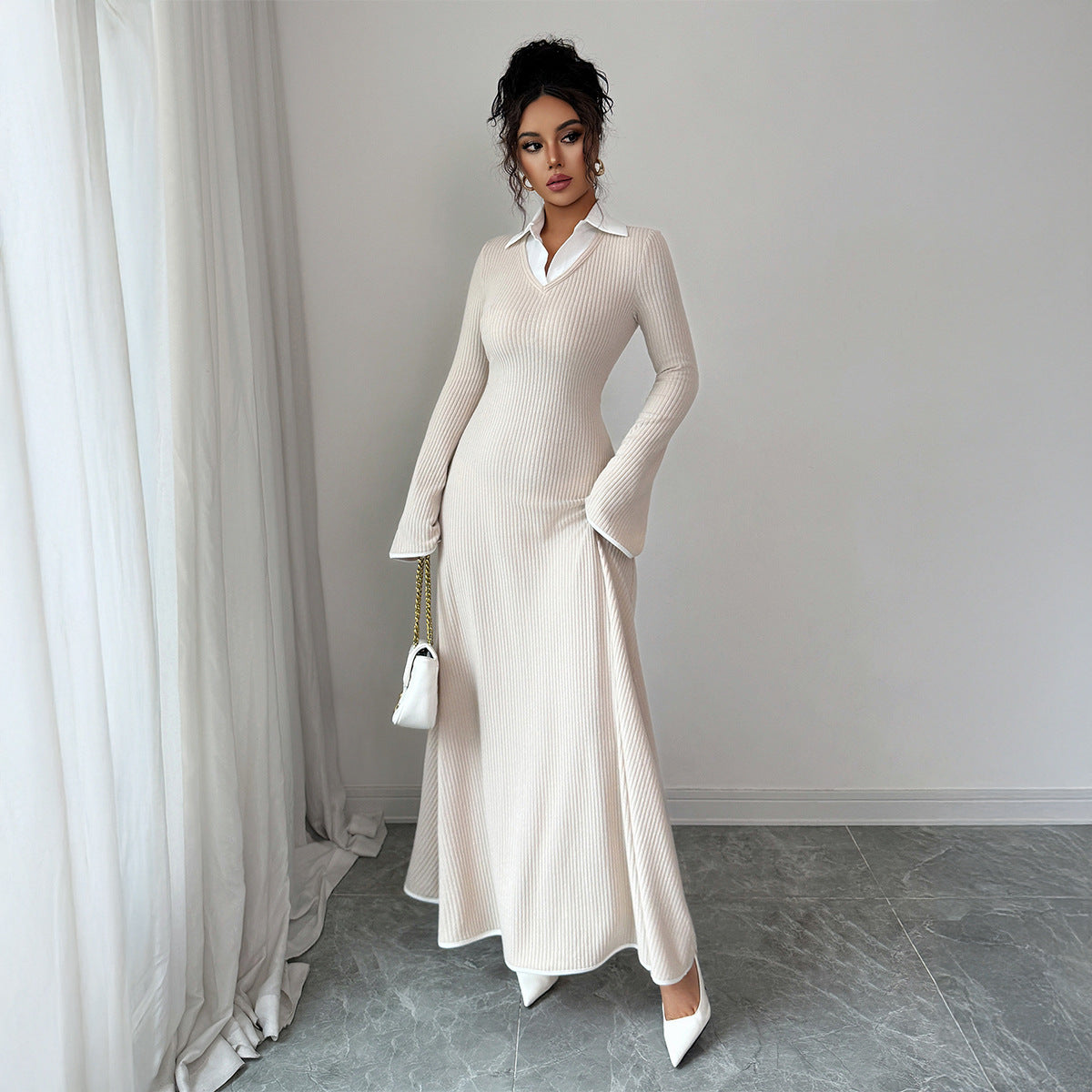 Robe Clara – Chic Simple à Manches Longues