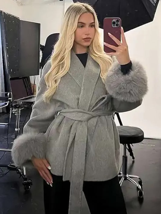 Veste Charléne en laine et fourrure
