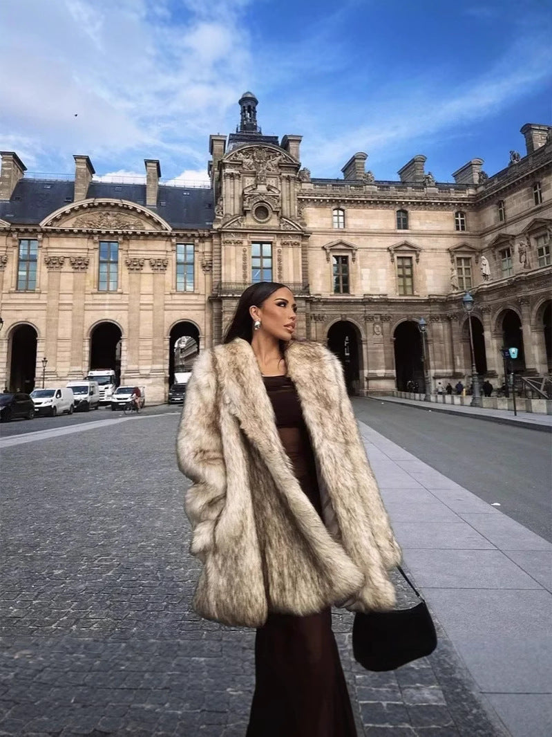 Léonie Luxury Faux Fox Fur Coat