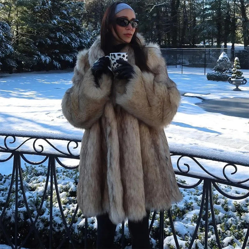 Léonie Luxury Faux Fox Fur Coat